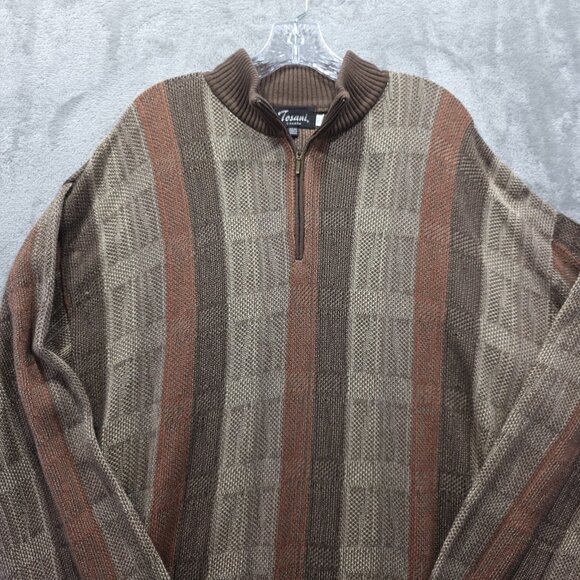 Tosani Sweater Mens XLT Pullover Mocha Biggie Crosby 90s Vintage VTG - Picture 3 of 10
